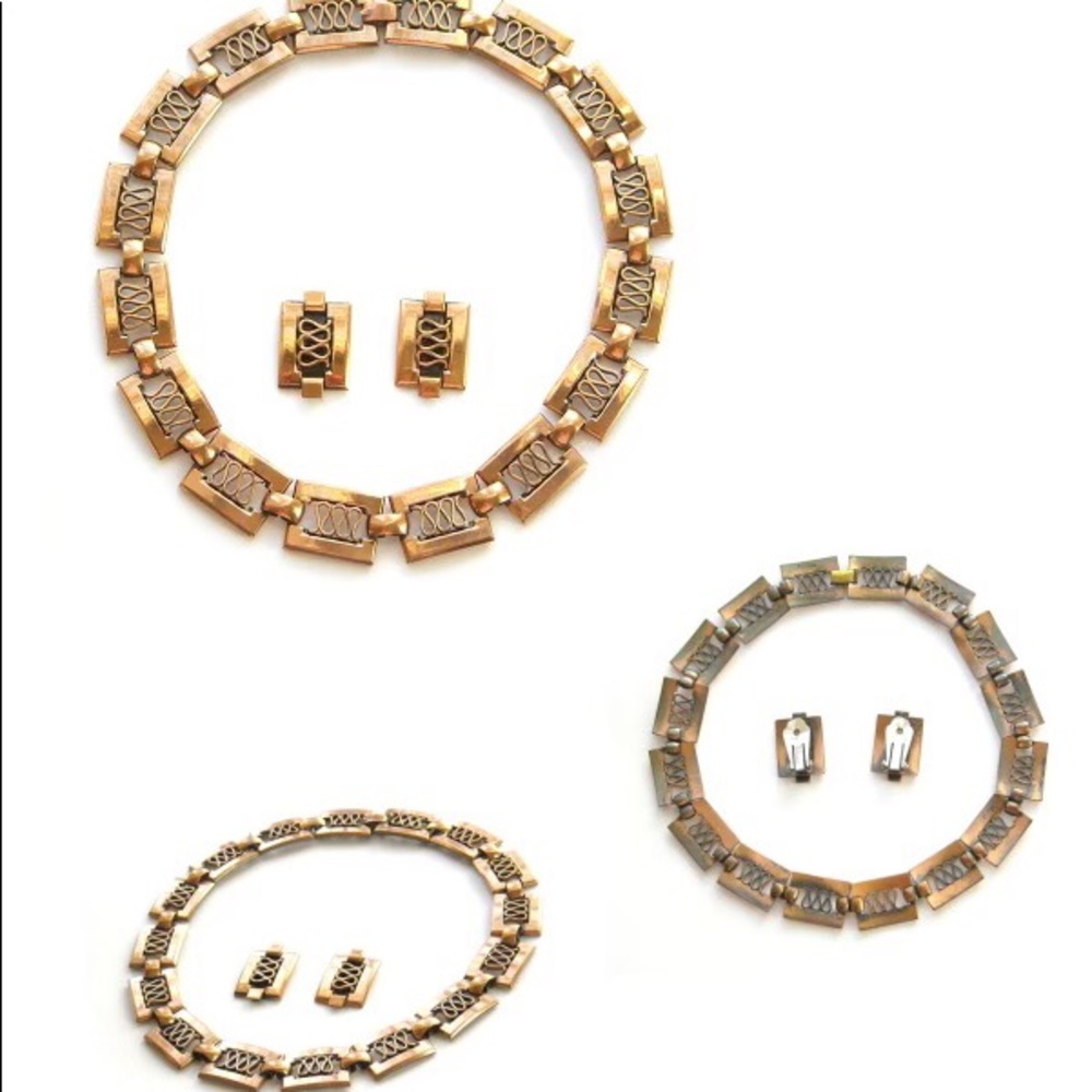 Renoir ‘Grecian’ Necklace and Clip Earring Set